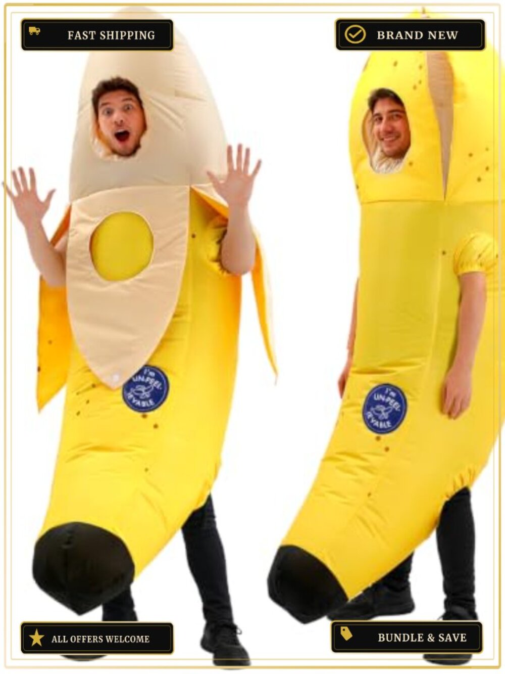 Adult Inflatable Banana Costume Funny Blow Up Halloween Outfit
